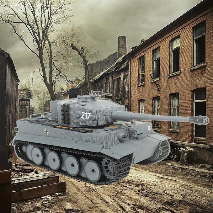 POCO DIVO German Tiger I Heavy Tank 1/24 Infrared IR Combat Panzer RTR 2.4Ghz RC Armored Vehicle Taigen 3841-11-M Standard Paintless Middle Version Sound Light Recoil WWII Military Model Gray