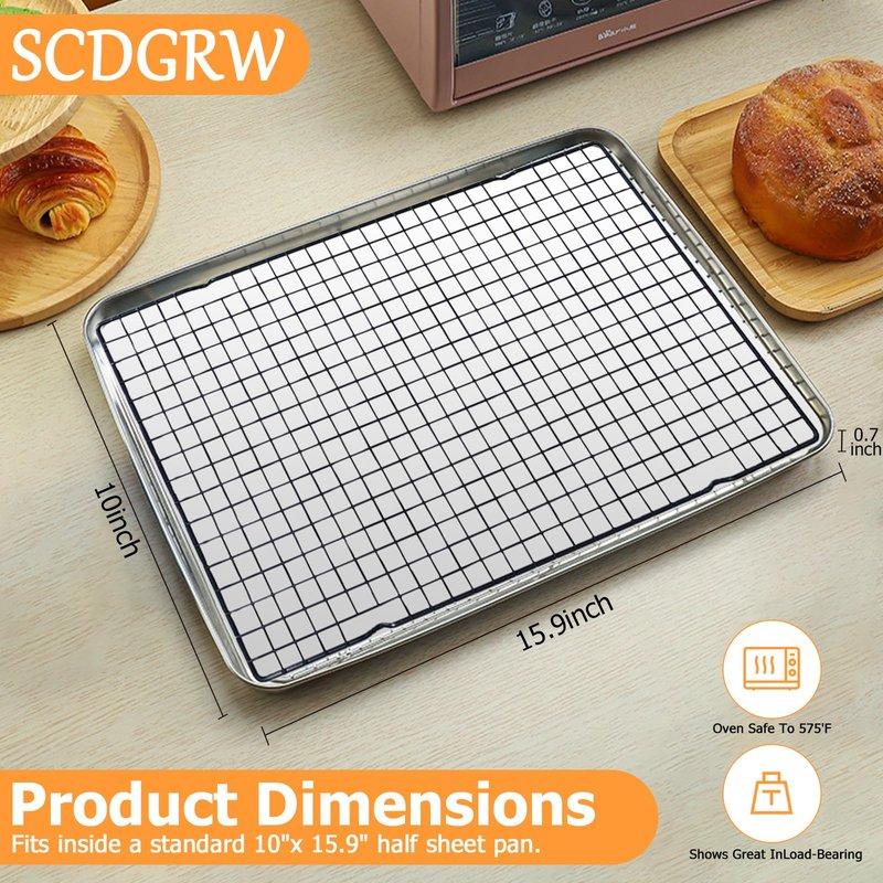SCDGRW 5PCS Cooling Racks for Cooking and Baking 10" x 16" Wire Rack Baking Rack, Cookie Rack, Heavy Duty Metal Wire Rack for Grilling, Roasting, Cooking, Drying,Oven Safe Dishwasher Safe