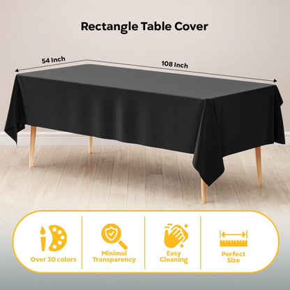 Exquisite 6-Pack Plastic Tablecloth 54x108 Rectangle Value Pack Plastic Table Cover - Black