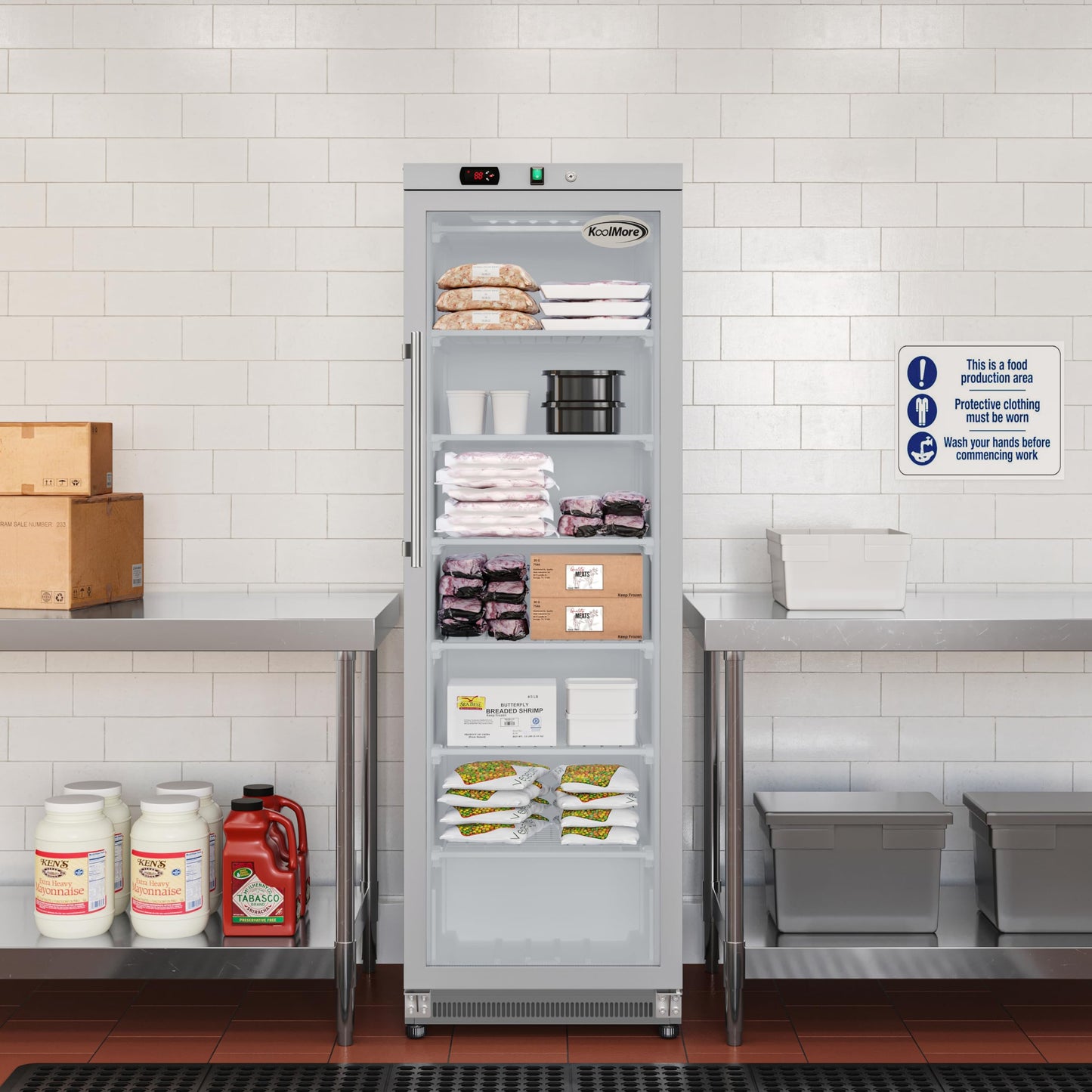 KoolMore 12 Cu. ft. Commercial Freezer with Glass Door in Stainless Steel - Manual Defrost (KM-FMD12SGD)