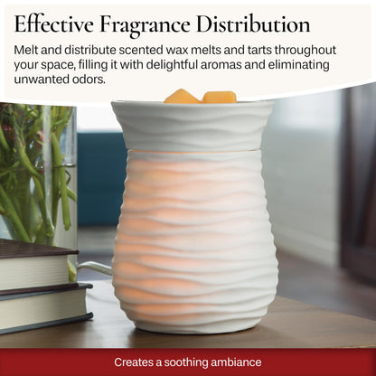 Candle Warmers ETC. Illumination Fragrance Warmer- Light-Up Warmer for Warming Scented Candle Wax Melts and Tarts or to Freshen Room, White Harmony