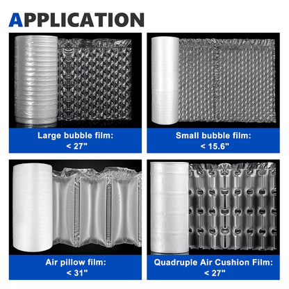 Saladulce 52ft/min High-Speed Bubble Wrap Machine - 280L/min Air Flow, Adjustable 4-27 Inch Air Cushion/Pillow Making Machine with 1 Test Film (110V)