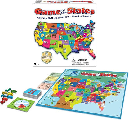 Game of The States with 1970's Original Artwork by Winning Moves Games USA Children's Pick Up and Deliver Game for 2 to 4 Players Ages 8 and up