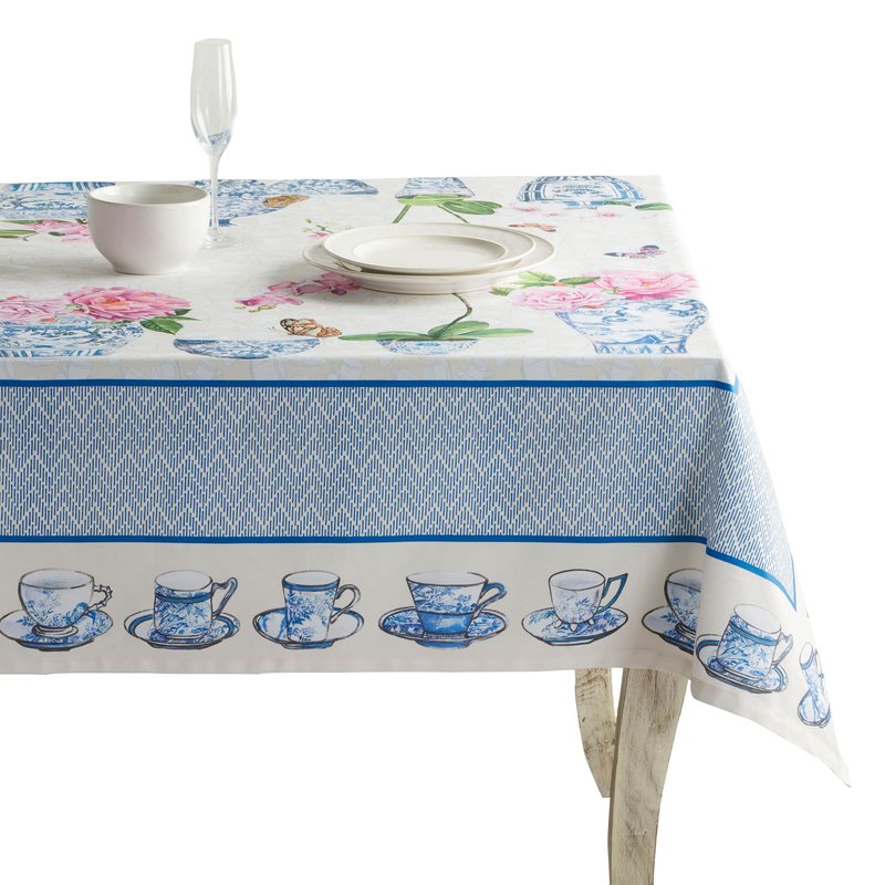 Maison d' Hermine Table Cloth Square Table 100% Cotton 60 x 60 Inches Tablecloth Reusable Decorative for Dining Kitchen Room Farmhouse Home Gifts for Mothers Day Spring Summer - Canton