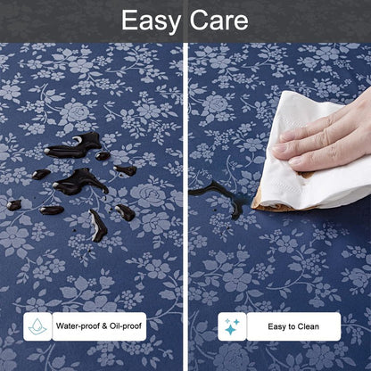 Smiry Rectangle Table Cloth, Waterproof Heavy Duty Vinyl Tablecloths, Wipeable Washable Table Cover for Kitchen and Dining Room (Navy Blue, 54" X 120")