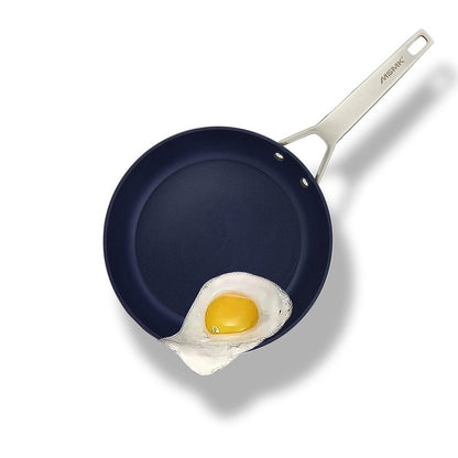 MsMk Small Nonstick Frying pan Blue, 8-inch Durable Egg Omelet Skillet, Titanium and Diamond Non Stick Coating From USA, for Induction,Cerammic and Gas Cooktops, Oven Safe,Dishwasher Safe
