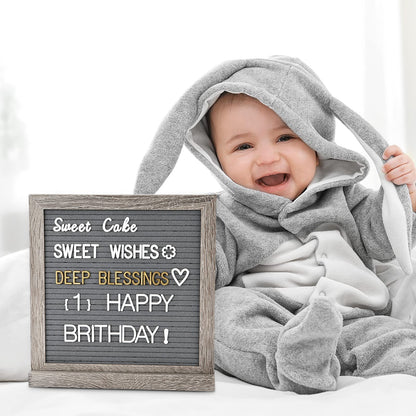 Double Sided Felt Letter Board with Letters - Pre Cut & Sorted 725 letters with Stand, Cursive Style Letters, Big Letters, Plastic Organizer, Tabletop Display, Rustic Farmhouse Wall Decor
