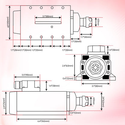CNCTOPBAOS 2200W 220V CNC Router Spindle Motor,Square 2.2KW Air Cooled Spindle Motor ER20 400Hz 24000rpm 4 Bearings for CNC Milling Machine Engraving Cutting Wood,Plastic,Aluminum,Acrylic,PVC etc