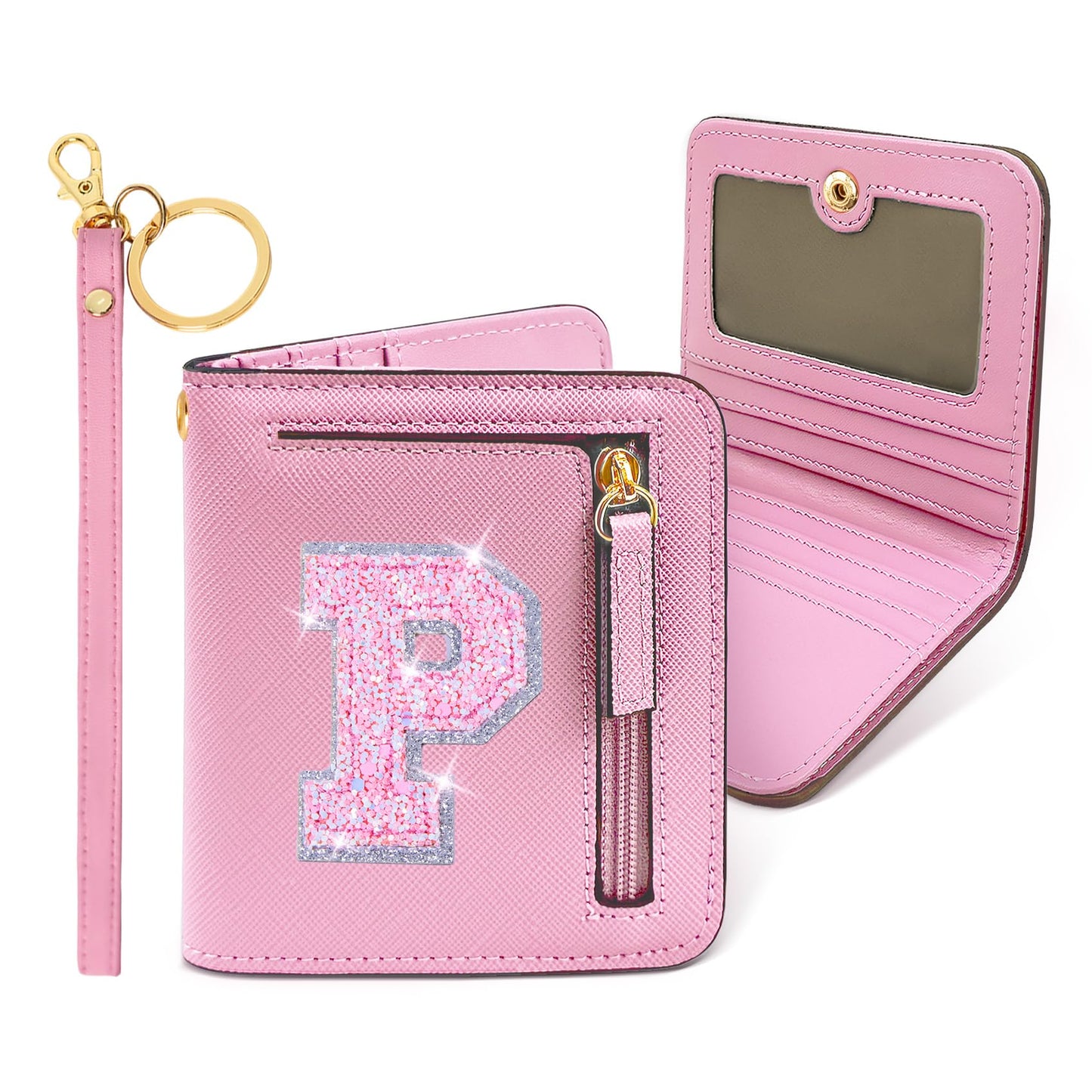 COSHAYSOO Mini Wallet with RFID Blocking Initial Monogrammed for Girls Birthday Easter Mothers Nurse Day Graduation New Year Gifts Letter P