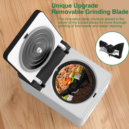 MOLINGDUN 3L Electric Composter for Kitchen, Countertop Compost bin, One Touch Smart Model Handle Kitchen Waste, with Triple Grinding Blade, Carbon Filter, Auto-Cleaning, LED Touch Screen
