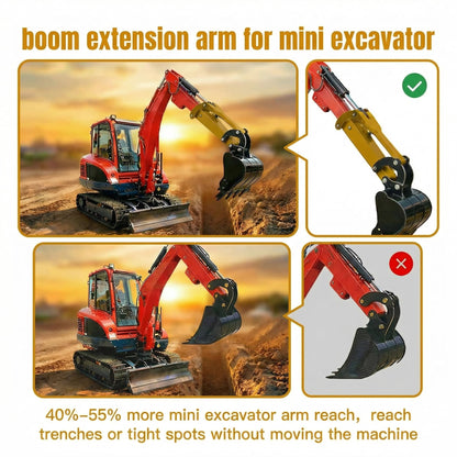 Upgrade 26" Mini Excavator Boom Extension, Arm Extension for 0.8-2 Ton Mini Excavator, 6mm Thickened Bushing-Free Boom with Oil Passage, Quick-Release, Extended Reach, No Deformation and Breaking