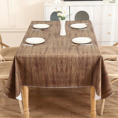 HRNJJYP Heavy Duty Vinyl Tablecloth with Flannel Backing Waterproof Oil-Proof Plastic Table Cloth Stain-Resistant Wipeable Rectangle or Square Table Cover for Dining, Camping (Wood Grain, 52X70 Inch)