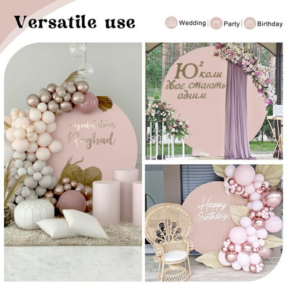 6.6ft Round Backdrop Stand and Pink Covers 1 Stable Balloon Arch Stand with Base and 1 Polyster Circle Arch Covers Metal Wedding Arch Backdrop Stand Frame for Parties Baby Shower Garden Decorations
