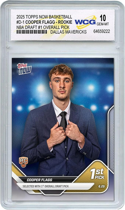 2025 Topps Now Cooper Flagg #1 Draft Pick NBA Official Rookie Card RC #D1 Dallas Mavericks - Graded GEM-Mint 10