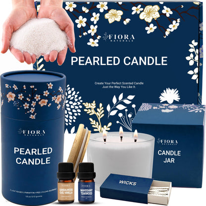 Fiora Naturals Pearled Candle - Long Lasting Sand Candle Wax Set, Refillable Non-Toxic Luxury Pearled Sand with Wicks for Candle Making, DIY Candle Making