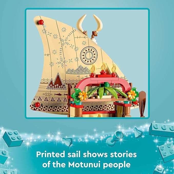 LEGO Disney Princess Moana's Wayfinding Boat Building Toy 43210 Disney Princess Toy Set with Moana and Sina Mini-Dolls Dolphin Figure Disney-Inspired Pretend Play Toy for Kids Boys Girls Ages 6+