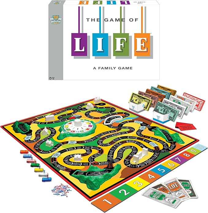 The Game Of Life With 1960 Artwork &amp Gameplay Winning Moves Games USA Classic Game: Original 1960's Version Spinner Mountains Insurance Career Options Marriage etc. 3-4 Players Age 10+