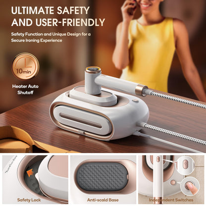 Newbealer 2In1 Pro Steam Station Iron, 1550W Turbocharged Steam for Clothes, 3-Level Steam & Dry Ironing, 30s Heat Up, 1.2L Detachable Tank, Auto-Off, Self Cleaning, Innovative Storage for Household