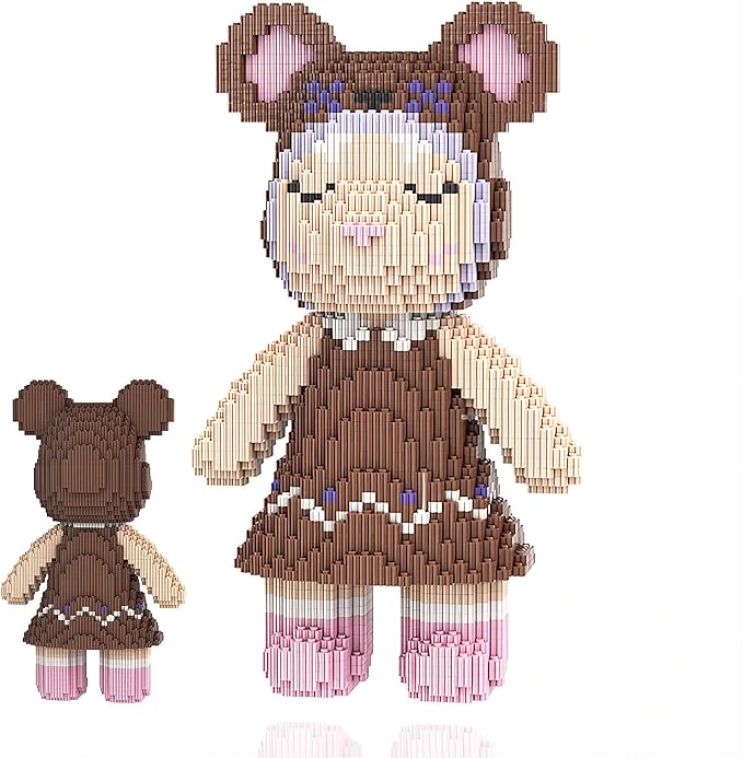 12.6 Anny Sister Teddy Blocks Micro Bear Building Bricks Set DIY Craft Kit for Adults Ages 14+ - Cute Collectible Home Decor for Office or Bookshelf Keep Busy Stress Relief - Birthdays