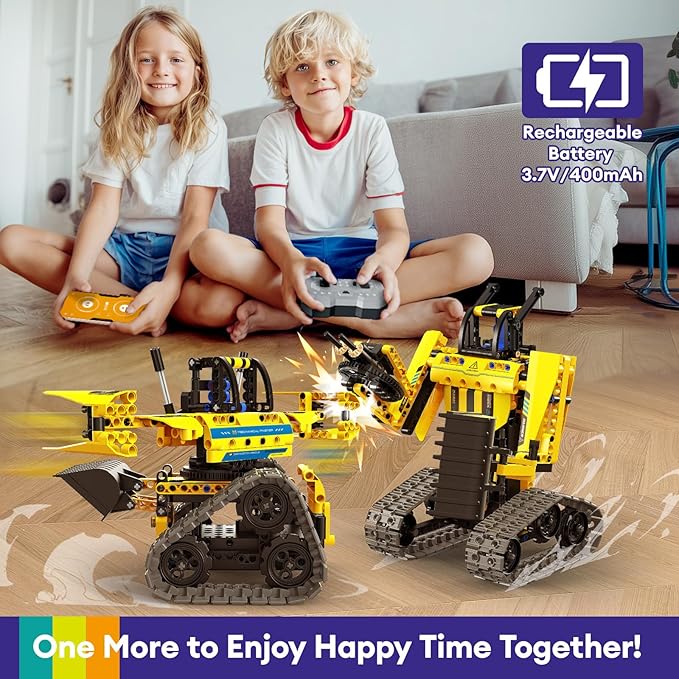 5 in 1 Building Toys STEM Robotics Kit 430 PCS Blocks RC Robot Erector Sets APP &amp Remote Control Excavator Science Kits for Kids Age 6 7 8 9 10 11 12-14 DIY Educational Gift for Boys &amp Girl
