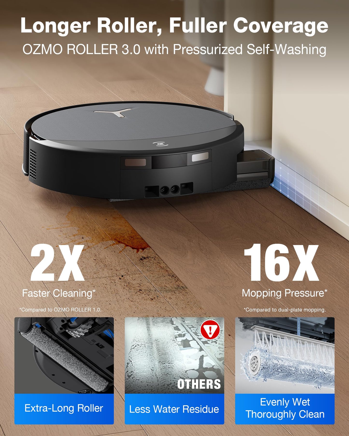 ECOVACS DEEBOT X9S PRO Omni Robot Vacuum and Mop, 30,000Pa Suction, Instant Self-Cleaning OZMO Roller Mop, TruEdge Deep Edge Cleaning, ZeroTangle, Dual-Cleaning Solution System, AI Obstacle Avoidance