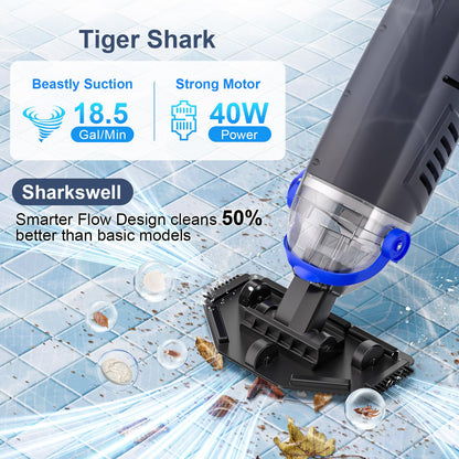 Sharkswell Upgraded Cordless Pool Vacuum with Telescopic Pole, 60 Min Powerful Suction & Large Head, Rechargeable Handheld Cleaner for Above Ground Pools, Inground Pools, Hot Tubs, and Spa