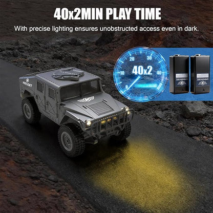 2.4GHz All Terrain RC Military Truck 4WD Remote Control Car Off Road Waterproof with Headlights Turn Signal Lights and Rechargeable Batteries Vehicle Toy Gifts for Adults Kids Age 8+ (Yellow)