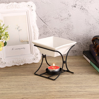 JuxYes Metal Tealight Scented Wax Melts Warmers Fragrance Oil Diffuser Burner, Ceramic Tealight Candle Oil Burner Warmer Aromatherapy Wax Candle Tart Warmer Diffuser for Home Bedroom Décor