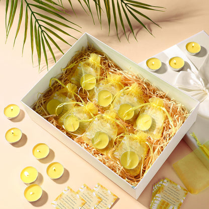 50 Sets Baby Shower Party Favors Including 50 Pcs Unscented Tealight Baby Shower Candles Gift Bags Cards for Gender Reveal Party Supplies(Yellow)