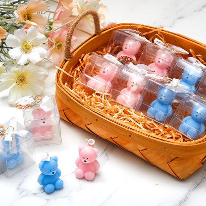 Dansib 15 Pcs Bear Baby Shower Candle Favors for Guest Bear Party Favors Baby Shower Candles Bulk for Gifts Party Decorations (Pink,Blue)