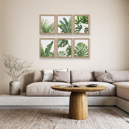 HoozGee Framed Botanical Wall Art Prints Set of 6 Tropical Leaves Plant Leaf Canvas Print Wall Decor Green Wall Art Posters Bedroom Living Room Decor (Tropical Leaf Art, 11"x14" FRAMED)