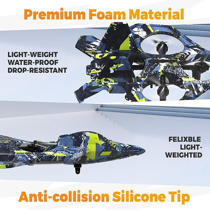 BEZGAR HQ057X RC Fighter Airplane丨Mini Drone Remote Control Jet Plane Stunt Drone for Adults &amp Kids Toy with Light Gift for Kids Beginner Blue