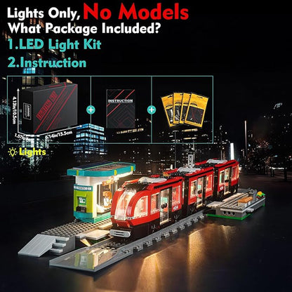 LED Light Kit Compatible with Lego 60423 Downtown Streetcar and Station (No Models Only Light) Creative Lighting Set Accessories Compatible with Lego 60423 Set