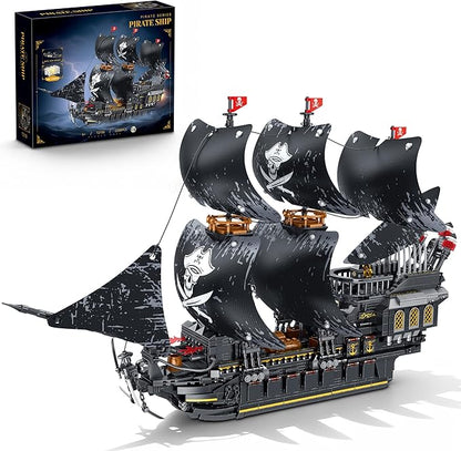 Pirate Ship Building Sets with LightsMOC Black Pearl Ships Building Blocks for AdultsPirate Boat Building ToysCollectible for Home DecorValentine Day Birthday Gift for Boys 8-14(2288Pcs)