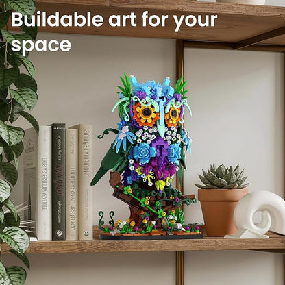 JOJO&ampPeach Floral Owl Toy Building Sets for Girls MOC Flower &amp Animal Collectible Home Decor and Office Art Christmas Birthday Gifts Toys for Women Adults and Teens Age 8 10 12 14+ (1193 Pie