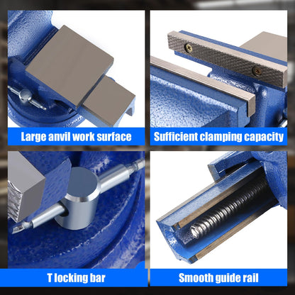 FATO FATO 5 Inch Light Duty Bench Vise – Ductile Iron Workbench Vise with 360° Swivel Base & Head, Anvil and Pipe Jaws, 4.92" Jaw Width 3.94" Opening, for Woodworking, Garage DIY