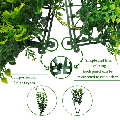 ODTORY Artificial Plants Hedge Wall Panels：40x120 Inch (33.5 sqft) UV-Anti Greenery Boxwood Fence Privacy Screen, Faux Ivy Grass Wall with Fake Leaves for Indoor Outdoor Background Covering