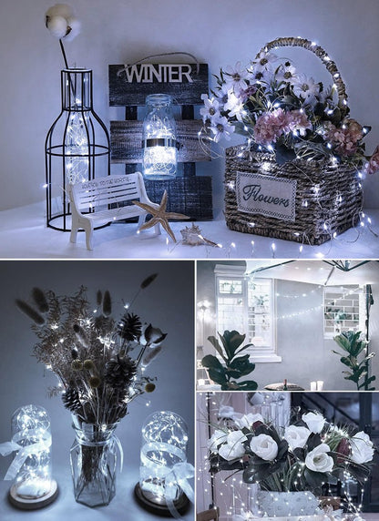 Fairy Lights Plug in, 33Feet 100 LED USB Powered Twinkle Lights with Timer and Remote, Starry String Lights for Indoor Outdoor Wreath Wall Dorm Bedroom Mason Jar Christmas Decoration
