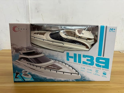 SOWOFA H139 Remote Control Boat Simulation Yacht Boat Model Lakeside Indoor and Outdoor Water Entertainment 15Km/h Cruise Ship Model Suitable for Adults 14+（Dual Battery Version）