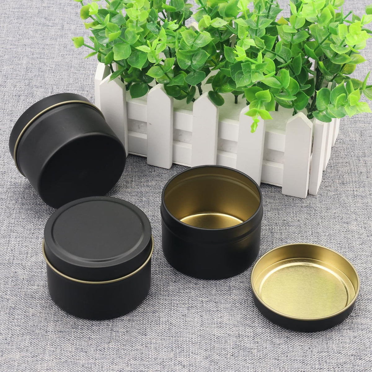 GENHAKON 60 Pack 4 oz Black Candle Tins - Bulk Candle Making Tins, Jars and Containers