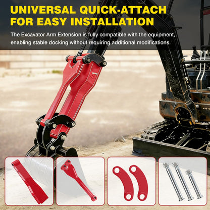 26" Mini Excavator Arm Extension - Heavy-Duty Steel Quick Attach Boom, Fits 1-6 Ton Machines, Extended Reach for Ditch Digging & Trenching, Mini Excavator Accessories