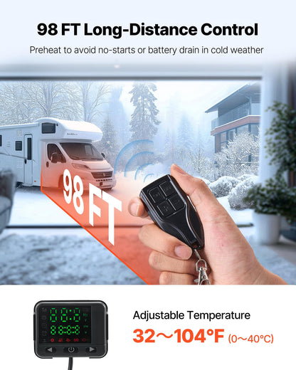 VEVOR Diesel Heater, 12V All-in-one Diesel Air Heater with Remote Control and LCD Display, 5L Fuel Tank Fast Heating Portable Diesel Parking Heater for RV, Truck, 8KW, Basic, Orange