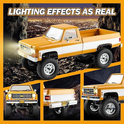 EAZYRC FMS FCX18 1/18 Chevrolet K10 RC Truck Officially Licensed 4WD RC Crawler 2 Speeds Switch with LED Lights Off-Road RC Car for Adults (Black)
