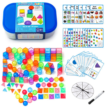 Odoorgames 100 Pcs 3D Shapes for Teaching - Geometric Solids and Geometry Manipulatives for Classroom - Enhance Learning Experience