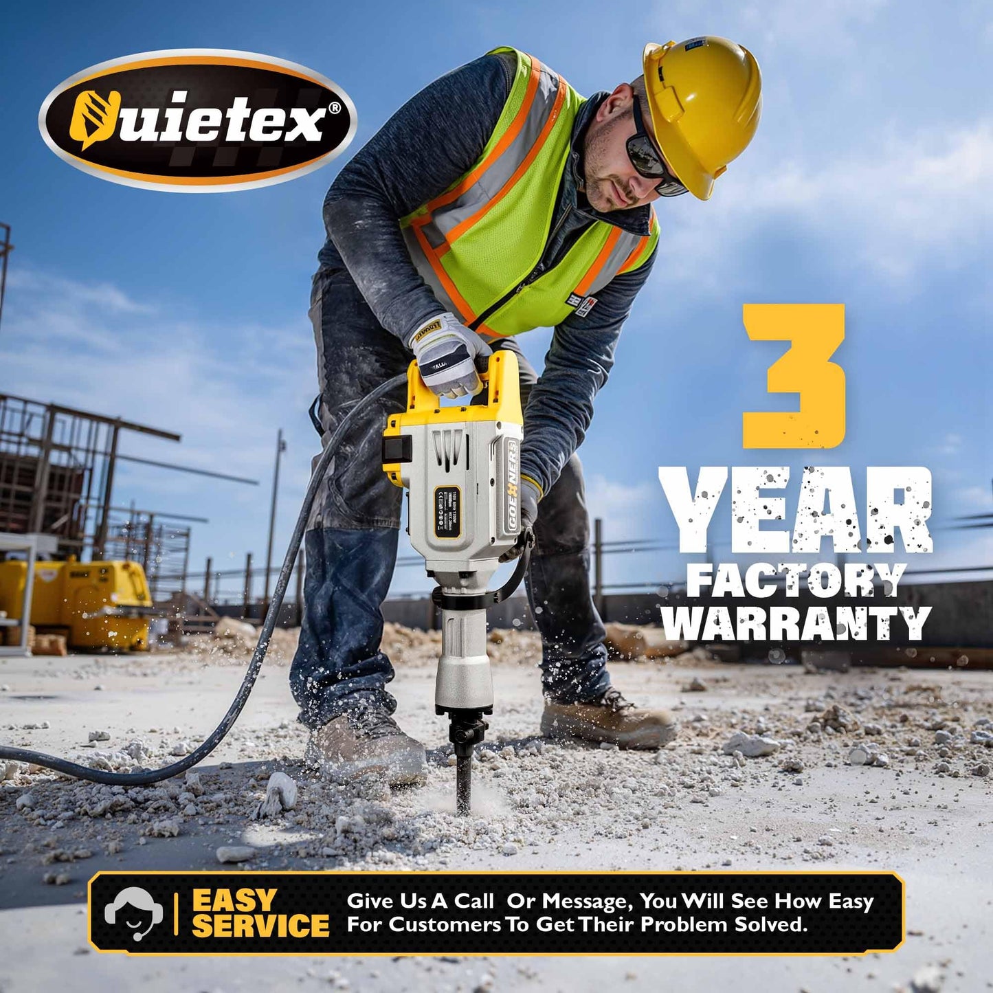 Demolition Jack Hammer Drill, MAX 3500W Jack Hammer Concrete Breaker 1900 BPM Heavy Duty Electric Jack Hammer, 60J Hammer Drill Chisel for Trenching and Breaking Holes