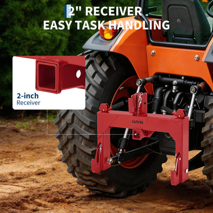 3-Point Quick Hitch with 2" Trailer Receiver, 3000LBS Lifting Capacity Category 1 Tractor Attachment, 5-Level Adjustable Top Hook, No Modification Needed for Agricultural Use