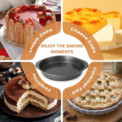 BEWOS 9 Inch Cake Pan Set - 100 Pcs Parchment Paper With 3 Pcs Carbon Steel Round Cake Pans, Nonstick Baking Pans Set With Handle, Dishwasher Safe