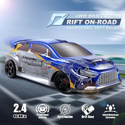 HAIBOXING 2197 RC Drift Cars 1/18 Scale High Speed Performance with Gyro 2.4GHz Remote Control Cars 28 KM/H RTR for Kids and Adults Electric Powered 4WD RC Rally Car with 2 Rechargeable Batteries