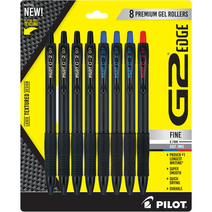 PILOT, G2 Edge Black, Blue and Red, Premium Gel Roller Pens, Sensory Writing Experience, 8ct box, Fine Point 0.7 mm