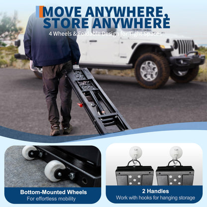GarveeTech Portable Car Lift 7000LBS, Heavy-Duty Carbon Steel Auto Lift Jack for Garage & Shop, Adjustable Height 6.26"-27", with Extension Plates & Safety Locks, Fits Trucks, SUVs, Sedans